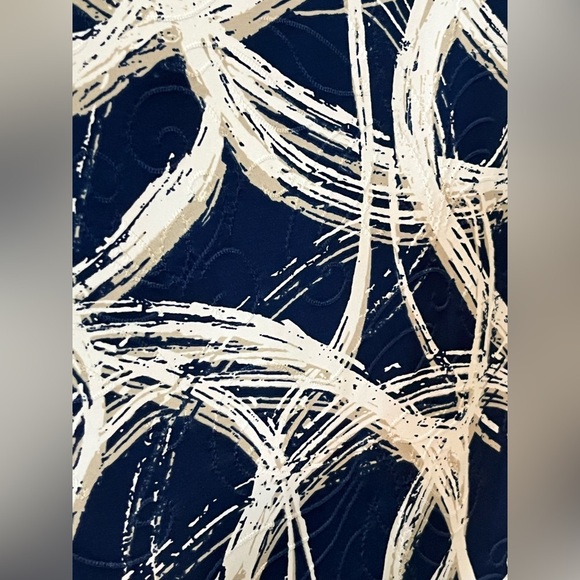 JM Collection Abstract Navy and White Women's Blouse Petite Small - Picture 2 of 13